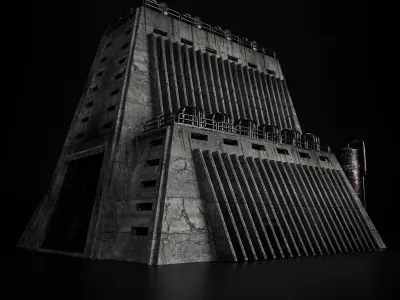 INDUSTRIAL SCIFI BUILDING 04 Low-poly 3D model