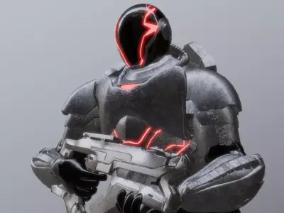 Cyberpunk Sci-Fi Heavy Soldier Armor Character PBR 3D model