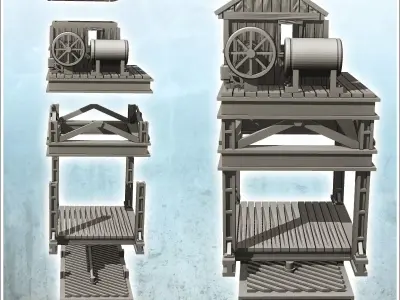 Industrial crane on rail 8 - Modern WW2 WW1 World War Diaroma Wa 3D print model