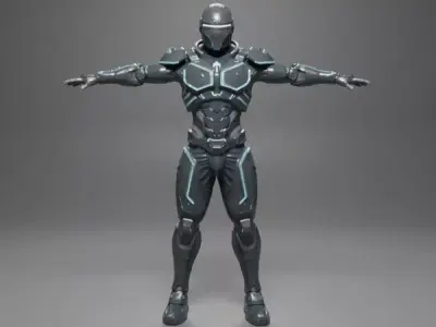 Cyber Ninja Character STL  Futuristic Sci Fi Warrior Model Low-poly 3D model