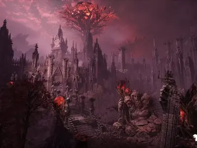 Fantasy Alien Castle Environment Low-poly 3D model