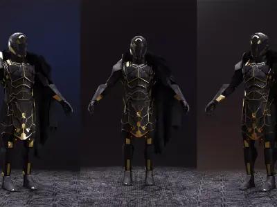 Sci-fi Knight  - A futuristic armoured character Low-poly 3D model