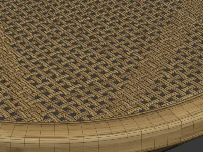 Wooden rattan coffee table  3D model