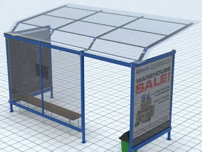 Busstop 2 bus stop with sign 3D model