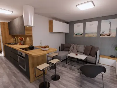 modern mobile home tiny house vacation house on 40m2 Low-poly 3D model