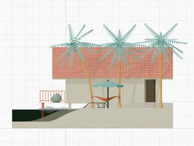 Isometric Summer Beach 3D Render Illustration 3D model