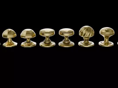 8 Golden door handles 3D model