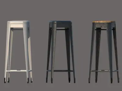 Industrial Stools Low-poly 3D model