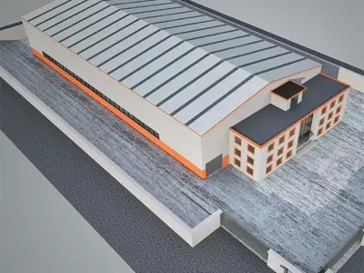 Industrial Building Factory 4 3D model