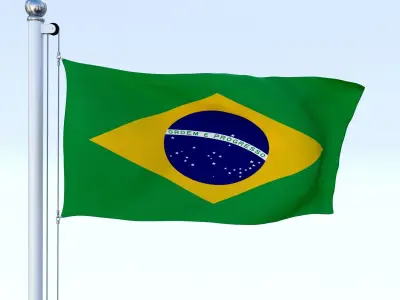 Animated Brazil Flag Low-poly 3D model