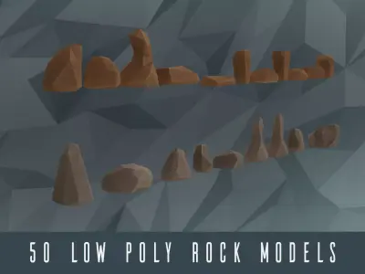 Low poly rock models Low-poly 3D model