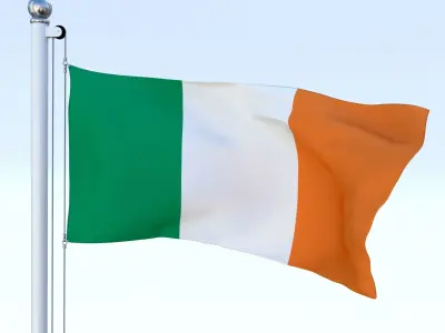 Animated Ireland Flag Low-poly 3D model