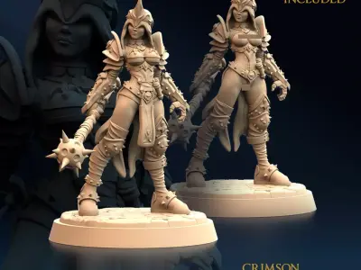 Armored Warrior Crimson Morning Star E Nude and Normal 3D print model