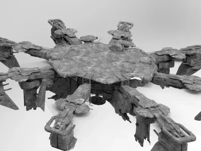 Alien Sci-fi base platforms 5  3D model