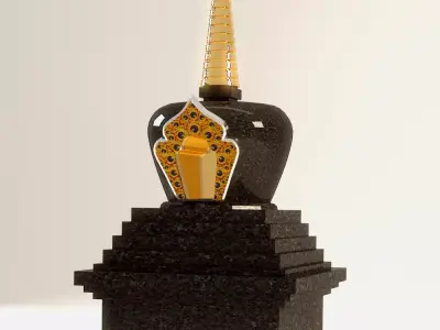 Tibetan Buddhist Stupa Low-poly 3D model