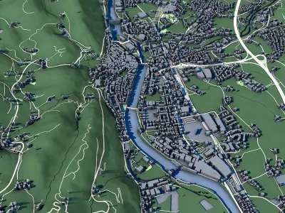 Cityscape Hallein Austria 3D model