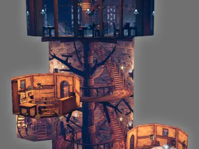 Wizard Tower Low-poly 3D model