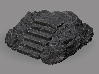 stairs stone 08 Low-poly 3D model