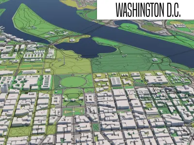 Washington DC USA 20x20km 3D City Map 3D model
