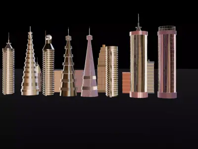 Skyscraper Building Pack  Low Poly Game Ready  City Assets Low-poly 3D model