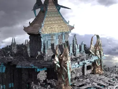 Sci-Fi City dystopia Rule city Statues 6 3D model