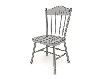 Chair wooden Low-poly 3D model