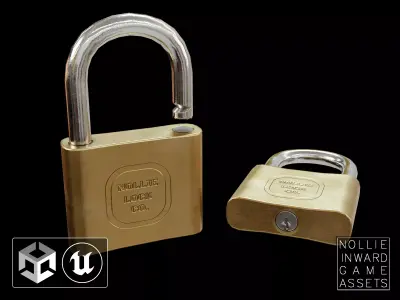 Game-ready Padlock two brass padlocks Free low-poly 3D model