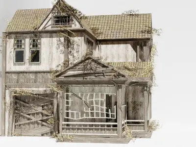 Abandoned old house - realistic low poly Low-poly 3D model