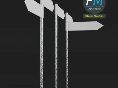 Signposts set of street signs with arrows pointing 3D model