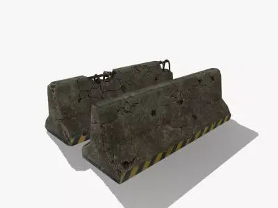Concrete Roadblock Low-poly 3D model