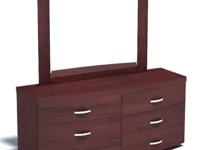 Wooden Dresser With A Mirror 3D model