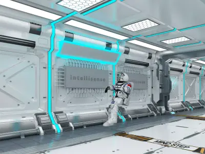 Science fiction internal spacecraft environment Low-poly 3D model purchase