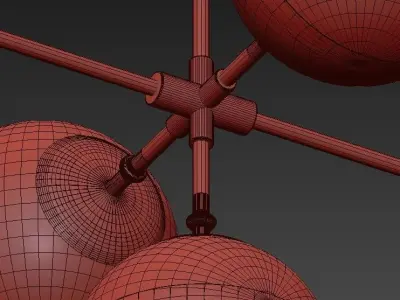 Peggy pendant light with three balls hanging from it 3D model