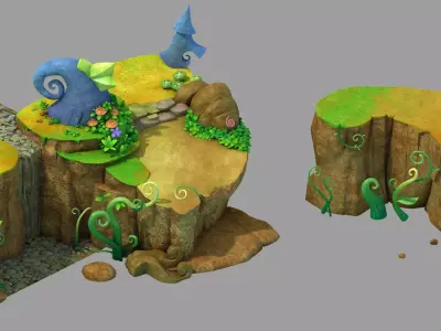 Disney main city - Cliffs 02 3D model