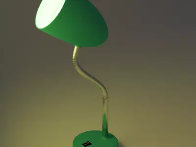  Blue desk lamp that turns on its light with rig 3D model