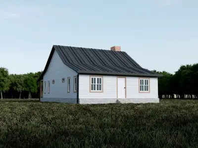 House Exterior Interior with Openable Doors 3D model - 2 3D model