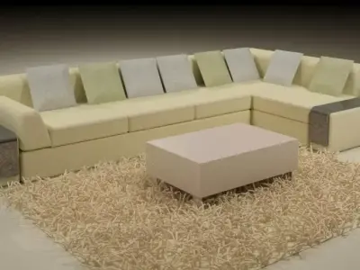 L type Sofa  Low-poly 3D model