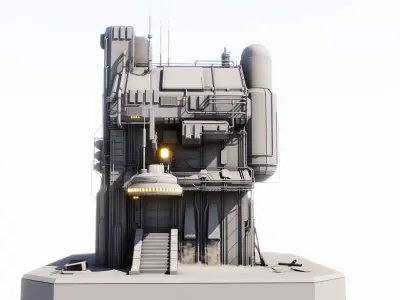 Sci-fi Command center building 3D model