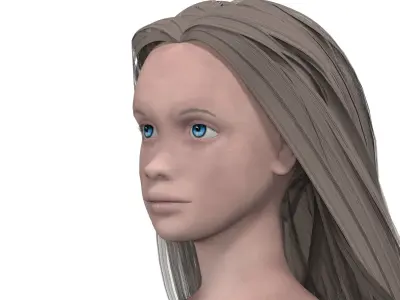 Girl with light gray hair 3D model