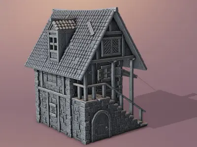 Medieval house 3D print model