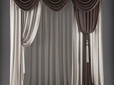 Curtain with drapes Low-poly 3D model buy