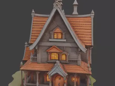 Stylized Medieval Wooden House 3D model