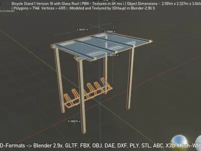 Bicycle Stand 1 Version 10 Glass Roof Low-poly 3D model