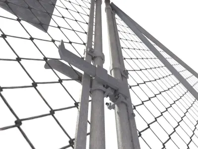 Chain link metal fence  Low-poly 3D model