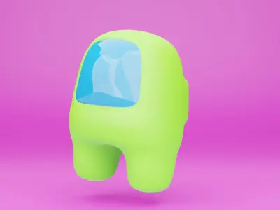 3D render Game Among Us light green body 3D model