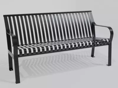 Black Metal Park Bench Low-poly 3D model