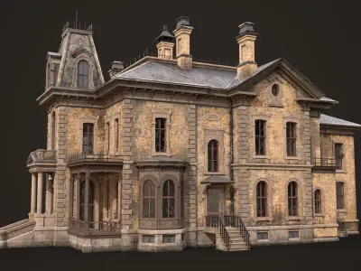 Abandoned Victorian House Low-poly 3D model