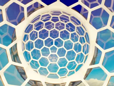 Fused Bubble glass dome with hexagon windows 3D model