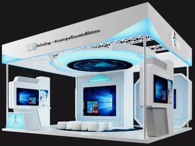 5G Technology Exhibition Booth Stand 3D model
