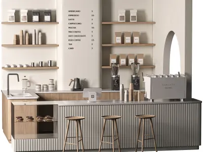 Coffee shop 01 Modern Minimalist 3D model